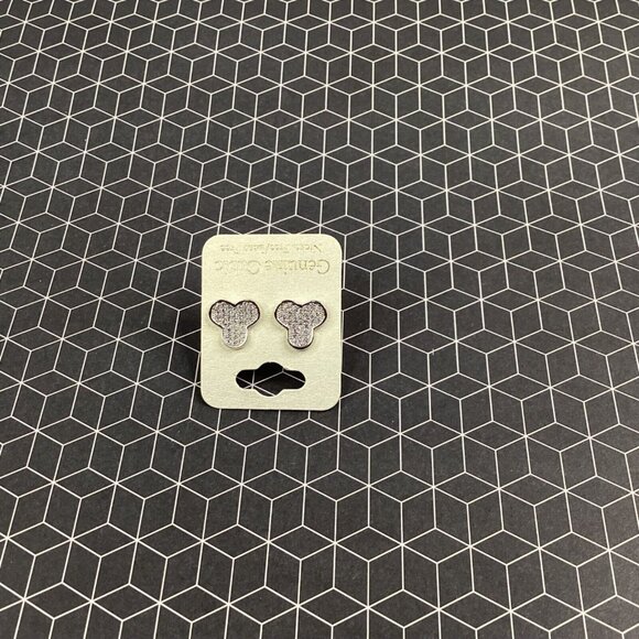 Shaped Rhinestone Post Earrings 1/2” Silver-tone Hypoallergenic New - Picture 2 of 3